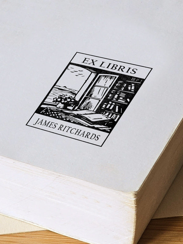 Ξύλινη Σφραγίδα Ex libris Window View